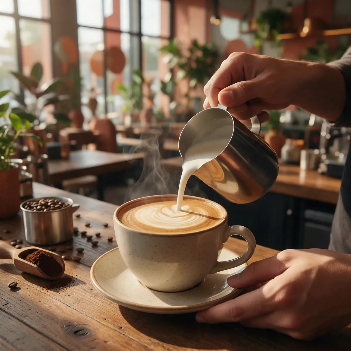 Coffee on a café table